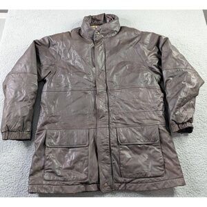 VTG Eddie Bauer Goose Down Leather Quilted Bomber Jacket Mens XL Gorpcore